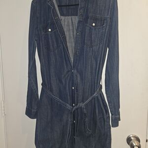 J Brand Blue Button-Up Denim Dress